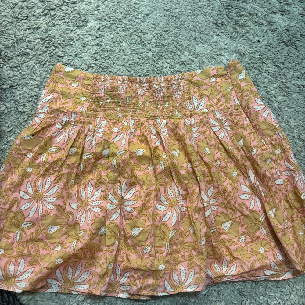 Banana Republic Pink and Brown Floral Mini Skirt